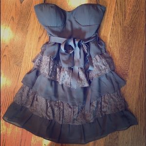 Brown strapless dress